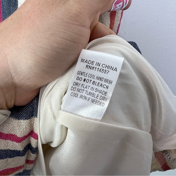 THML Linen Blend Sleeveless Floral Embroidered Boho Babydoll Dress Womens XS - Picture 6 of 10